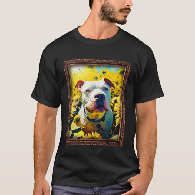 Camiseta American Bulldog Painting Sunflower Flower Mom Wom (Anverso)
