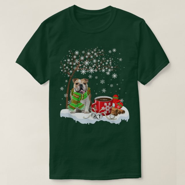 Camiseta American Bulldog Under Snow Tree  Nice Dog Christm (Diseño del anverso)