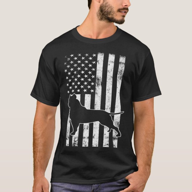 Camiseta American Bully PitBull Dog With American Flag Vint (Anverso)