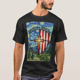 Camiseta American & Christian Patriotic Shield Faith & Free