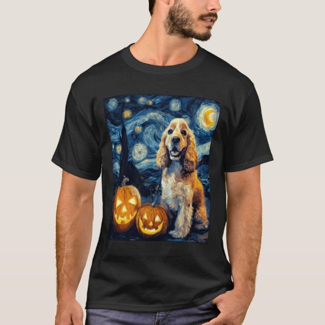 Camiseta American Cocker Spaniel Cute Dog Halloween Jack O  (Anverso)