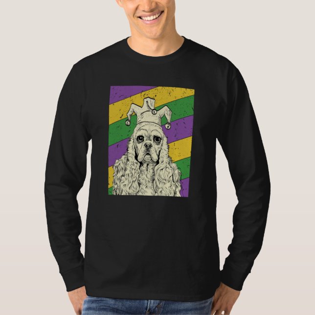Camiseta American Cocker Spaniel Jester Mardi Gras Dog Mom  (Anverso)