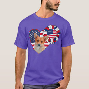 Camiseta American Corgi Dog Heart 4th of July Usa Flag Patr