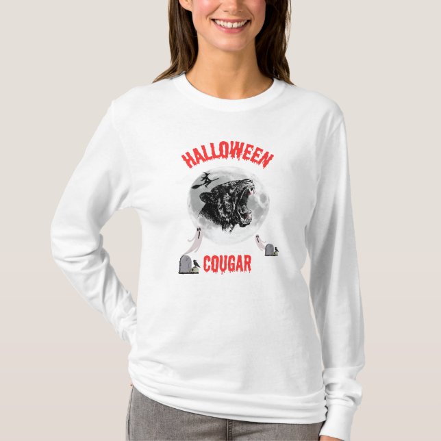 Camiseta american cougar on halloween night with crows (Anverso)
