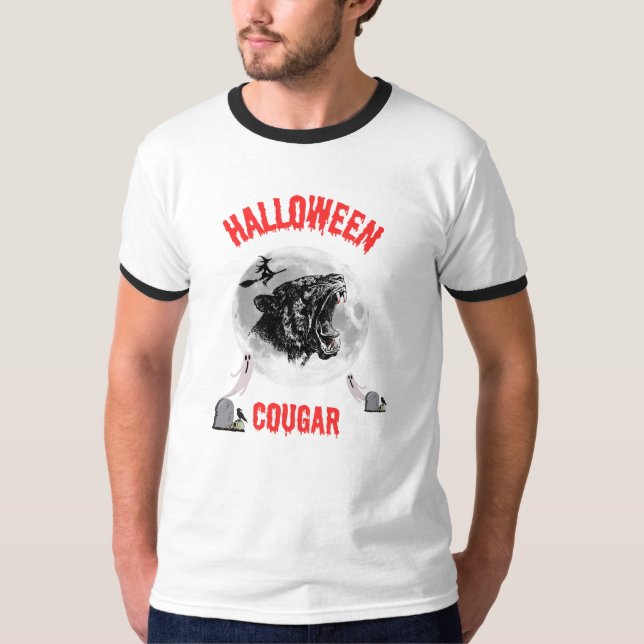 Camiseta american cougar on halloween night with crows (Anverso)