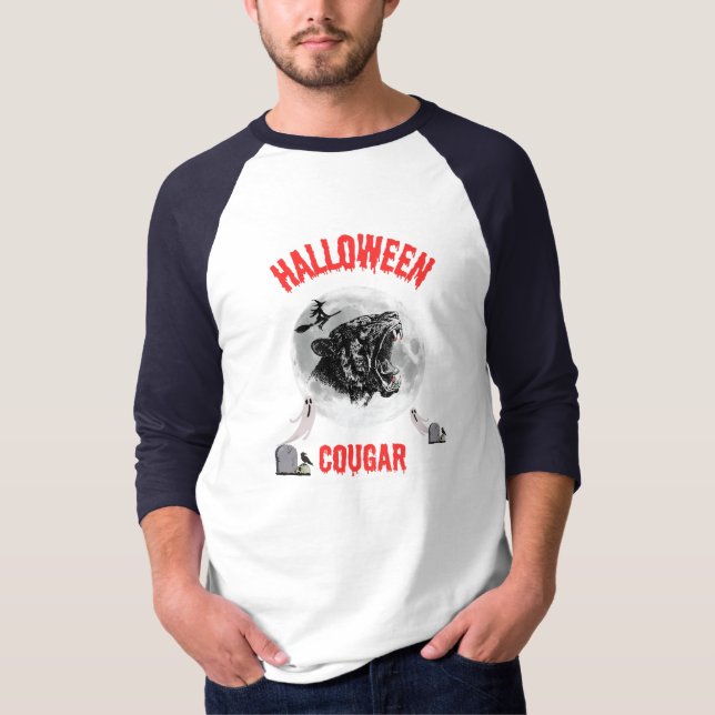 Camiseta american cougar on halloween night with crows (Anverso)