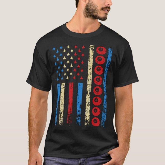 Camiseta American Cue Sports Flag 4th Of July Billiards Ath (Anverso)