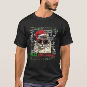 Camiseta American Curl Cat Feliz Meowidad Funny Christmas