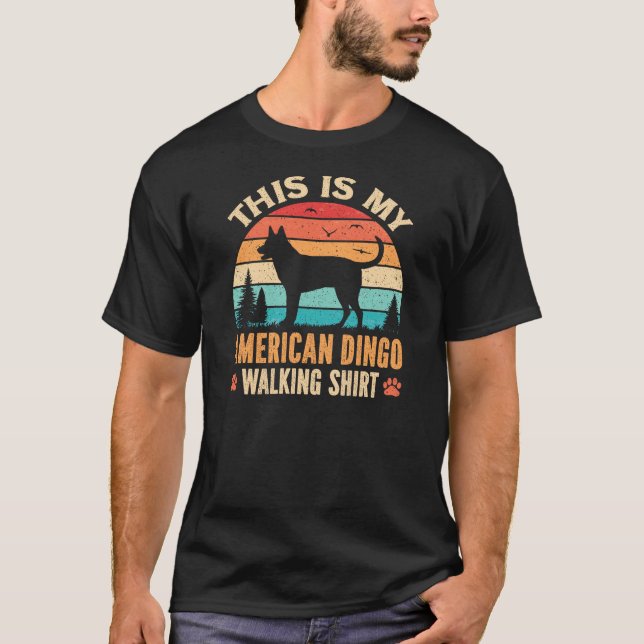 Camiseta American Dingo Dog Walking Dad Sunset Silhouette (Anverso)