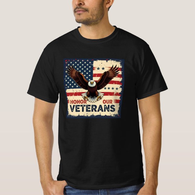 Camiseta American Eagle Honor Our Veterans Black T-Shirt (Anverso)