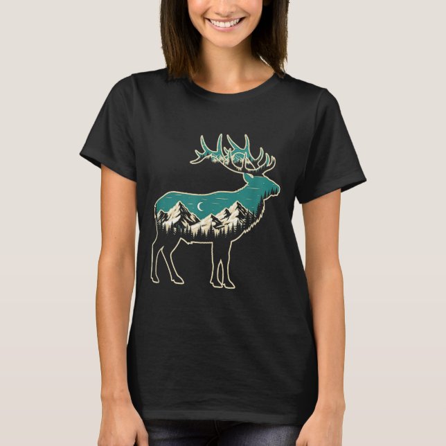Camiseta American Elk Lover Dad Retro Hunting  (Anverso)
