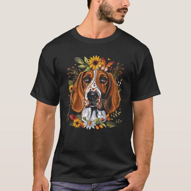 Camiseta American English Coonhound Dog Floral Sunflower Co (Anverso)