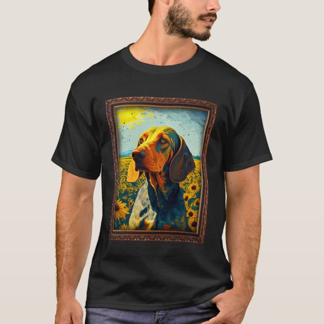 Camiseta American English Coonhound Painting Sunflower Flow (Anverso)