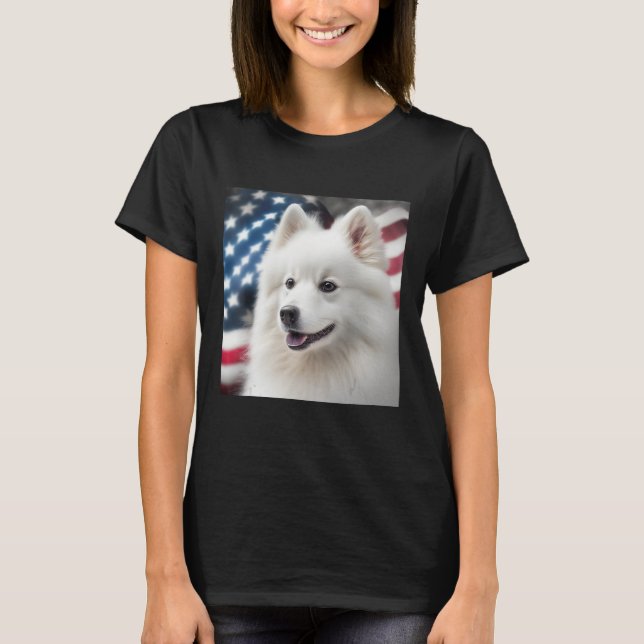 Camiseta American Eskimo Dog 4th of July  American Eskimo D (Anverso)