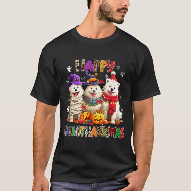 Camiseta American Eskimo Dogs Christmas Xmas Men Women Kids (Anverso)