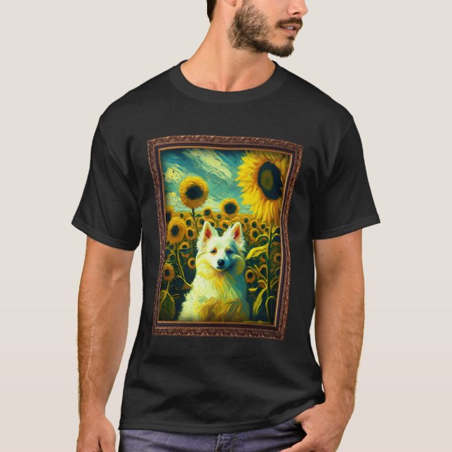 Camiseta American Eskimo Painting Sunflower Flower Mom Wome (Anverso)