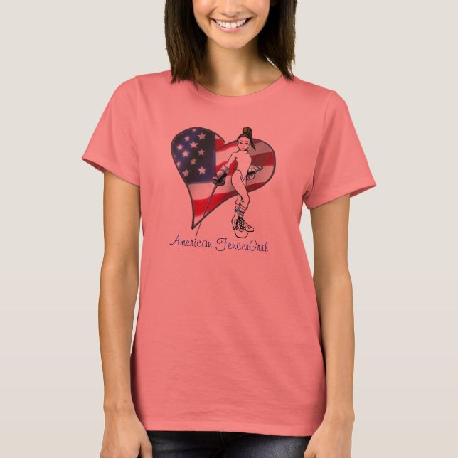 Camiseta American FencerGrrl - USAHeart (Anverso)