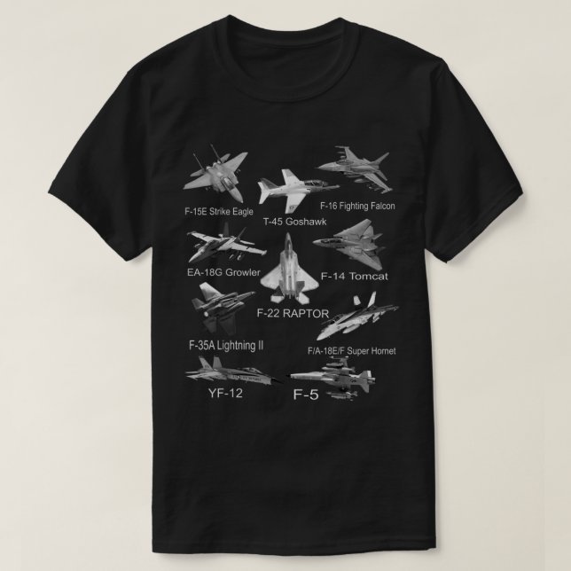 Camiseta American Fighters Jets F22 Raptor F14 Tomcat Plane (Diseño del anverso)