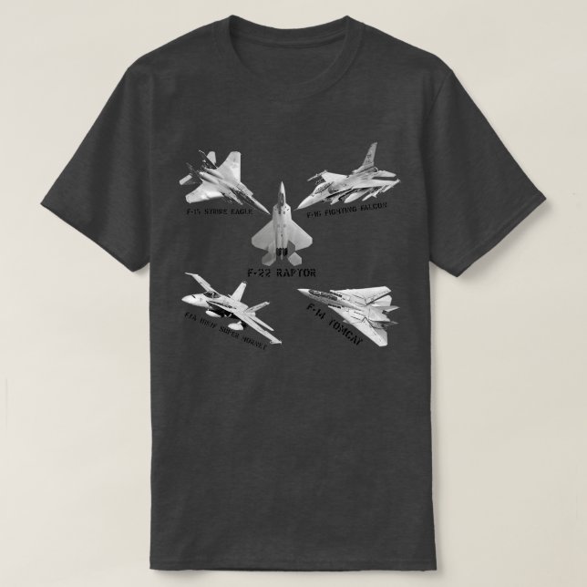 Camiseta American Fighters Jets F22 Raptor F14 Tomcat Plane (Diseño del anverso)
