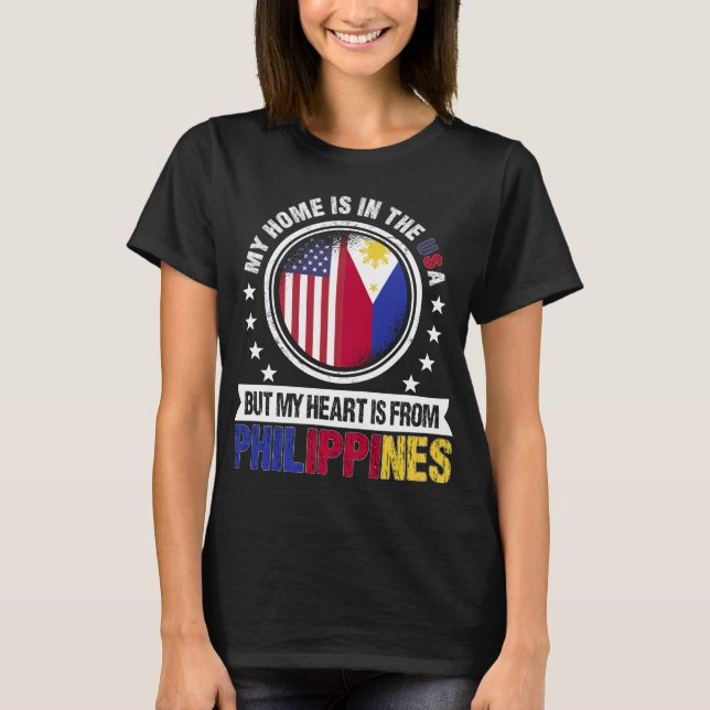 Camiseta American Filipino Flag Heart Phillipines Patriot (Anverso)