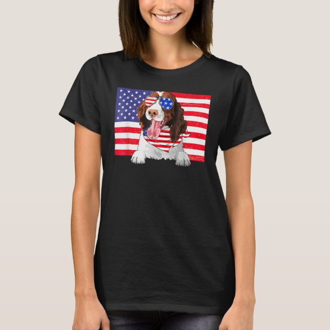 Camiseta American Flag 4th Of July English Springer Spaniel (Anverso)