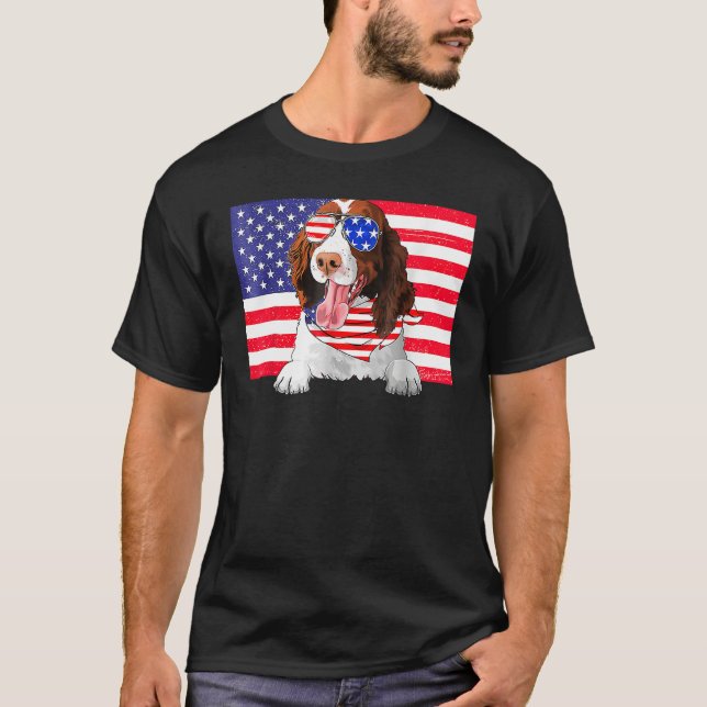 Camiseta American Flag 4th Of July English Springer Spaniel (Anverso)