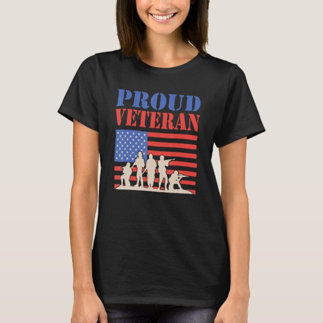 Camiseta American Flag 4th Of July Proud Veteran Veteran's  (Anverso)