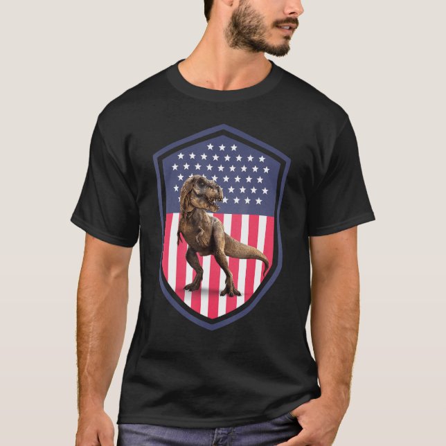 Camiseta American Flag 4th of July Rex Dinosaur Amerisaurus (Anverso)