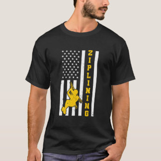 Camiseta American Flag 4Th Of July Usa Ziplining