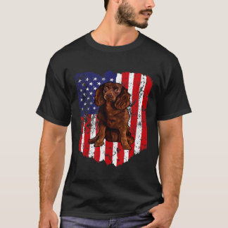 Camiseta American Flag American Water Spaniel 4th Of July U