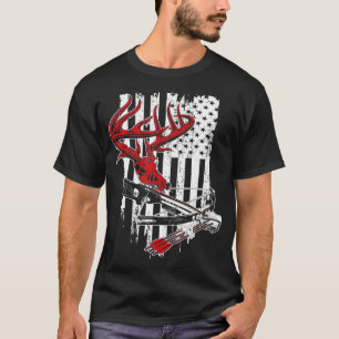 Camiseta American Flag Archery Bow Hunting - Deer Skull Cro