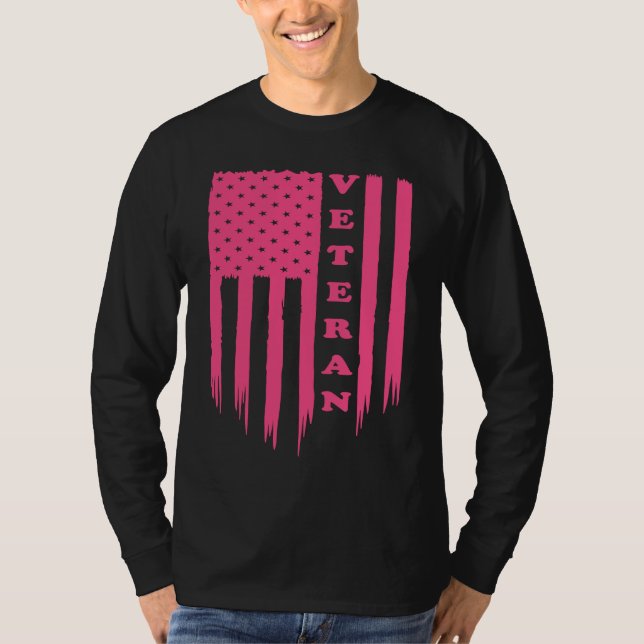 Camiseta American Flag Armed Forces Veteran Patriot Grunge  (Anverso)