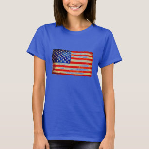Camiseta American flag army or navy wife camo t shirt