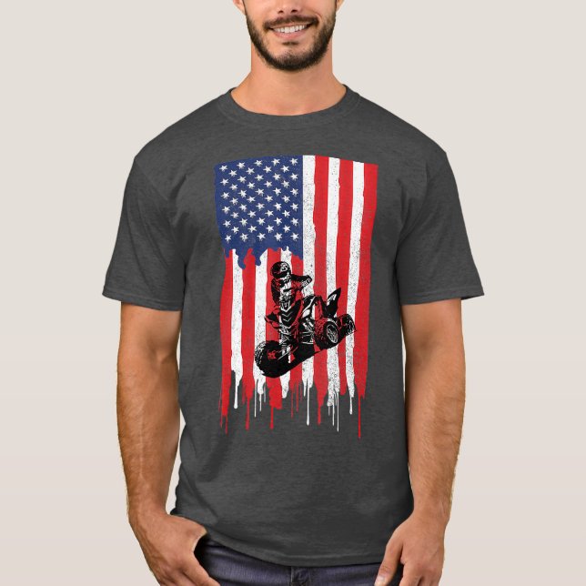 Camiseta American  Flag ATV Four Wheeler Quad Bike Brap (Anverso)