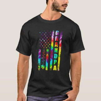 Camiseta American Flag Autism Awareness Grandpa Support Tie