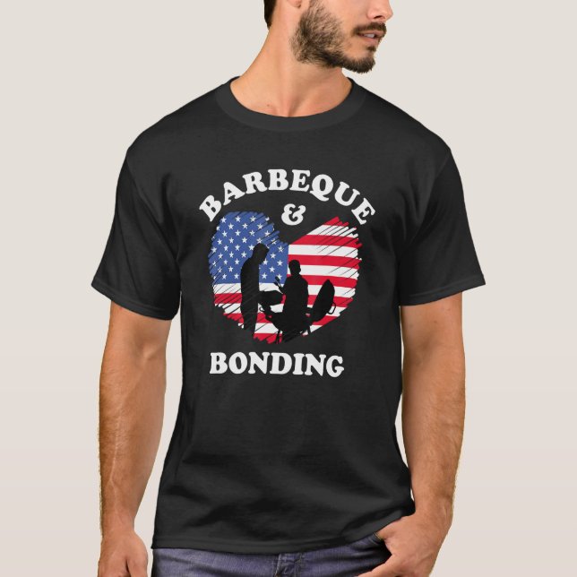 Camiseta American Flag Barbeque and Bonding 4th of July fat (Anverso)