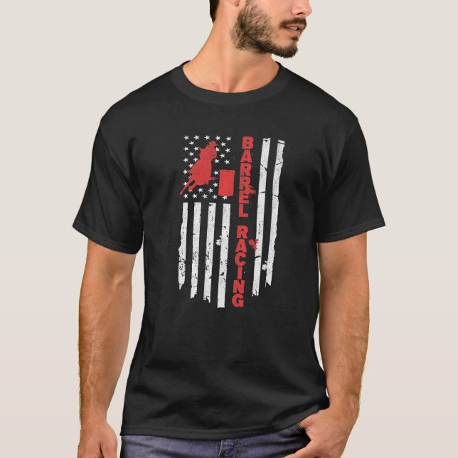 Camiseta American Flag Barrel Racer Rodeo USA Barrel Racing (Anverso)