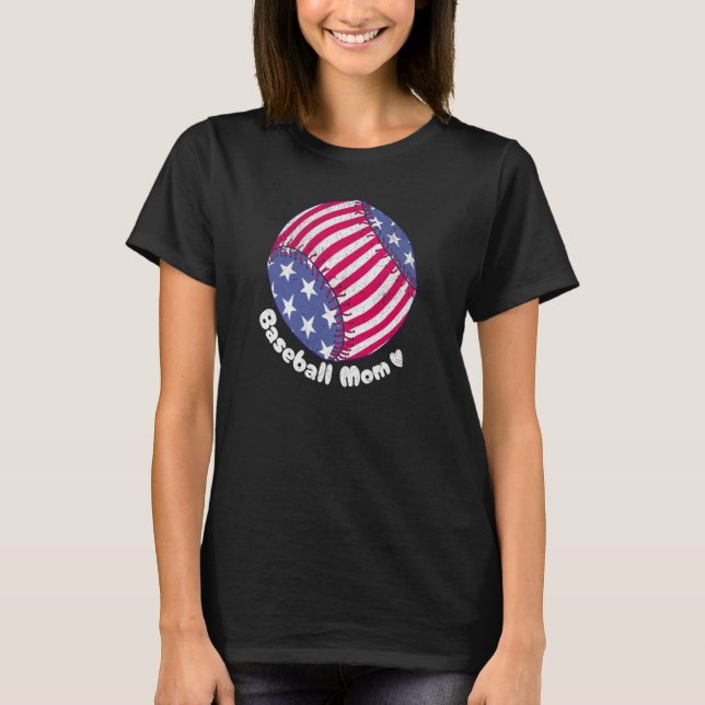 Camiseta American Flag Baseball Softball Mom Mother Mama Co (Anverso)