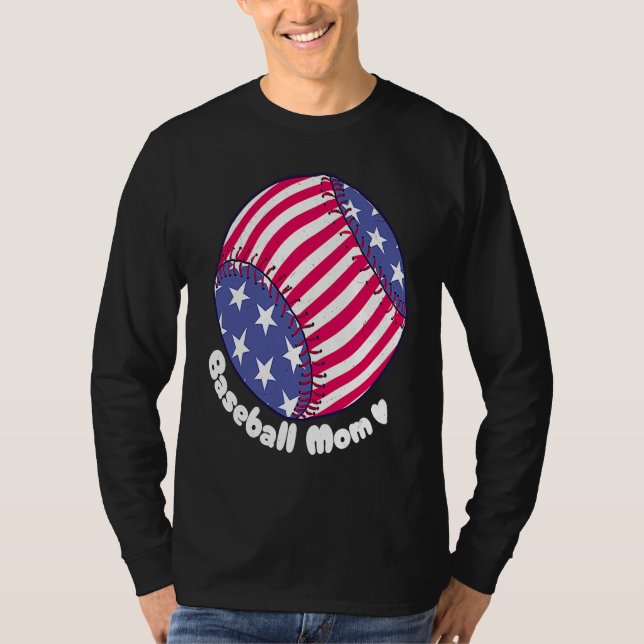 Camiseta American Flag Baseball Softball Mom Mother Mama Co (Anverso)