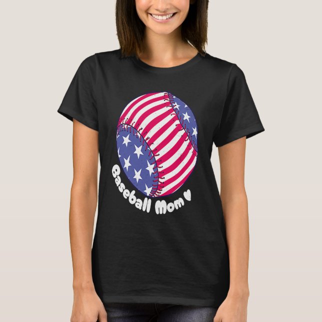 Camiseta American Flag Baseball Softball Mom Mother Mama Co (Anverso)
