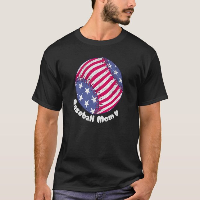Camiseta American Flag Baseball Softball Mom Mother Mama Co (Anverso)