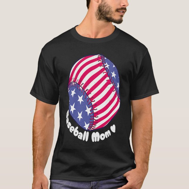 Camiseta American Flag Baseball Softball Mom Mother Mama Co (Anverso)
