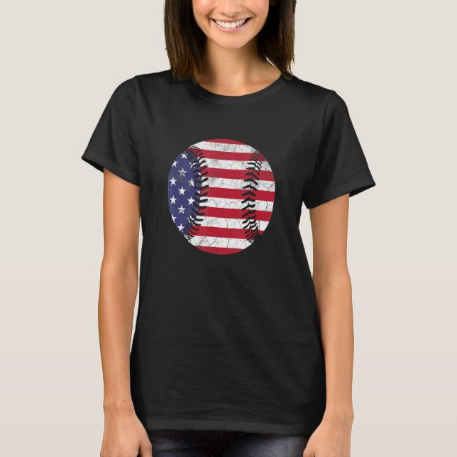 Camiseta American Flag Baseball T Shirt July 4th USA Men Wo (Anverso)