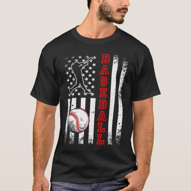Camiseta American Flag Baseball Team  Vintage Baseball (Anverso)