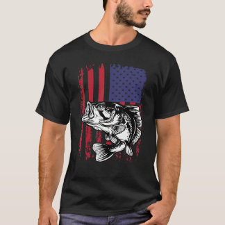 Camiseta American Flag Bass USA Fishing Fisherman Outdoors 