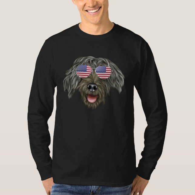 Camiseta American Flag Bergamasco Sheepdog Dog America Pock (Anverso)