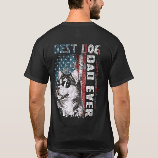 Camiseta American Flag Best Dog Dad Ever Alaskan USA (Reverso)