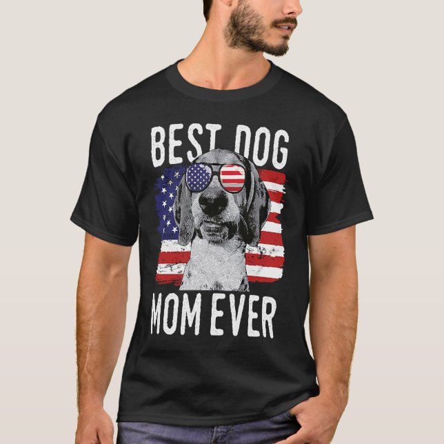 Camiseta American Flag Best Dog Mom Ever Treeing Walker Coo (Anverso)