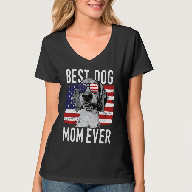 Camiseta American Flag Best Dog Mom Ever Treeing Walker Coo (Anverso)