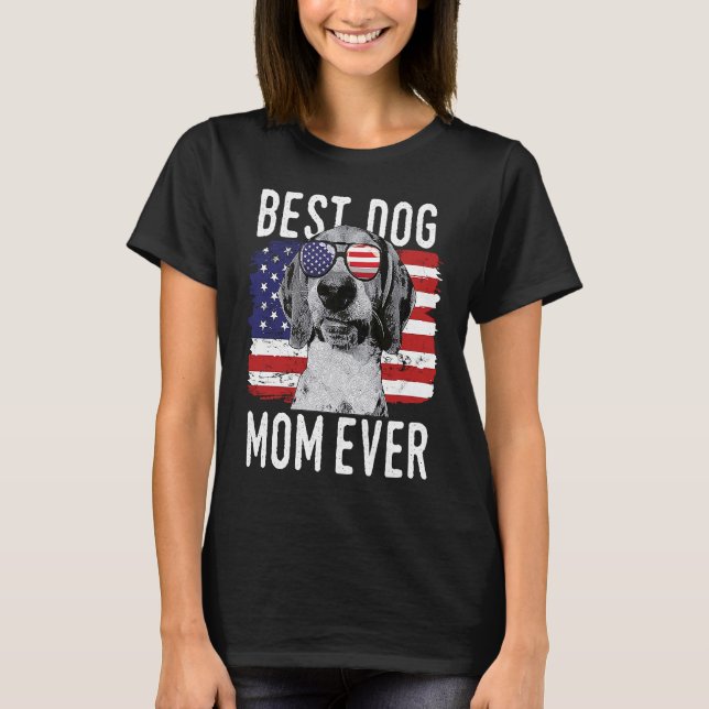 Camiseta American Flag Best Dog Mom Ever Treeing Walker Coo (Anverso)